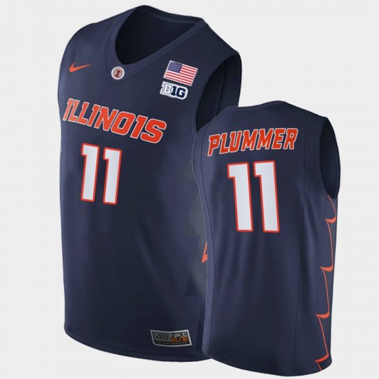 #11 Alfonso Plummer College Basketball Fighting Illini 2021-22 Replica Men\'s Navy Jersey 264206-992