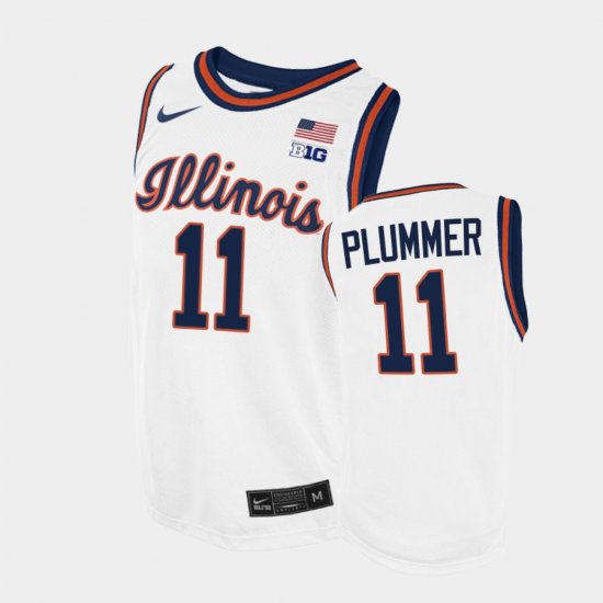 #11 Alfonso Plummer College Basketball Fighting Illini 2021-22 Replica Men\'s White Jersey 408834-555