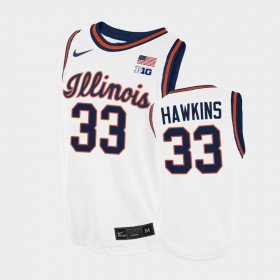 #33 Coleman Hawkins College Basketball Illinois Fighting Illini 2021-22 Replica Men White Jersey 493979-203