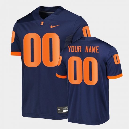 #00 Custom Untouchable University of Illinois Mens Navy Jersey 695351-761