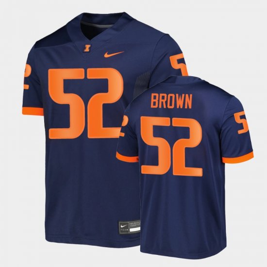 #52 Verdis Brown Untouchable University of Illinois Men\'s Navy Jersey 159055-557