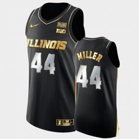 #44 Adam Miller 2021 Big Ten Tournament Champions Illinois Golden Authentic Men Black Jersey 765305-471