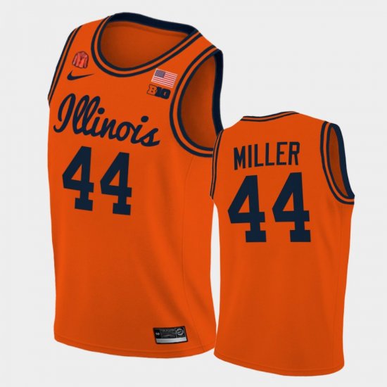 #44 Adam Miller 2021 Big Ten Tournament Champions University of Illinois Coach Lou Patch Men Orange Jersey 872477-819