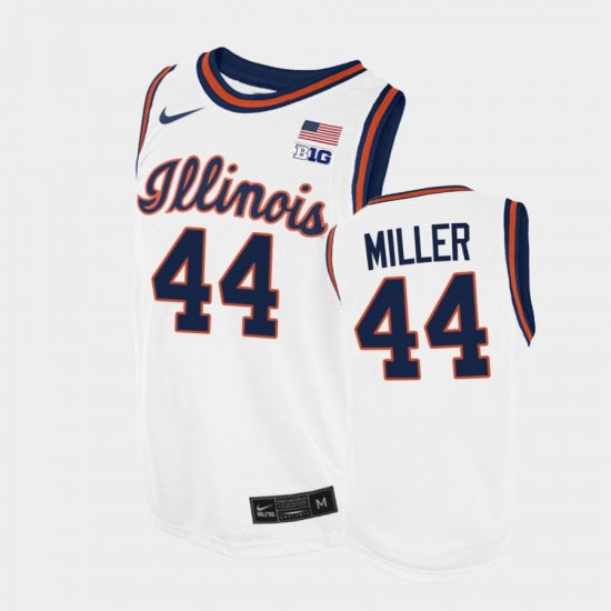 #44 Adam Miller Throwback Illinois College Basketball Mens White Jersey 345630-795