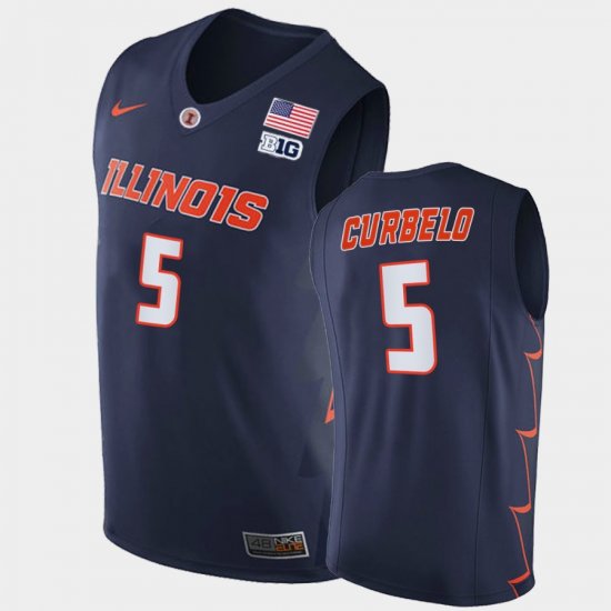 #5 Andre Curbelo 2021 Big Ten Tournament Champions Illinois Replica Men\'s Navy Jersey 181259-351