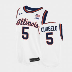 #5 Andre Curbelo Throwback Illinois College Basketball Men's White Jersey 349860-241