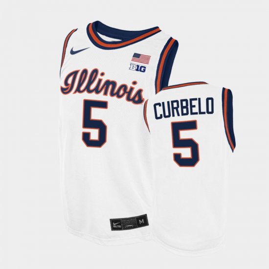 #5 Andre Curbelo Throwback Illinois College Basketball Men\'s White Jersey 349860-241