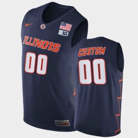 #00 Custom 2021 Big Ten Tournament Champions Illinois Replica Men Navy Jersey 423325-878