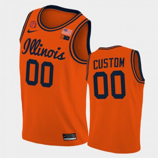 #00 Custom 2021 Big Ten Tournament Champions Fighting Illini Coach Lou Patch Men Orange Jersey 275472-449