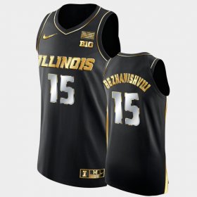 #15 Giorgi Bezhanishvili 2021 Big Ten Tournament Champions Illinois Golden Authentic Men Black Jersey 612929-454