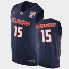 #15 Giorgi Bezhanishvili 2021 Big Ten Tournament Champions Illinois Fighting Illini Replica Men Navy Jersey 837355-352