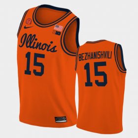 #15 Giorgi Bezhanishvili 2021 Big Ten Tournament Champions University of Illinois Coach Lou Patch Mens Orange Jersey 664413-877