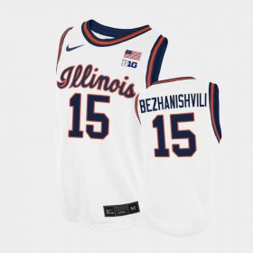 #15 Giorgi Bezhanishvili Throwback Fighting Illini College Basketball Men's White Jersey 302625-384