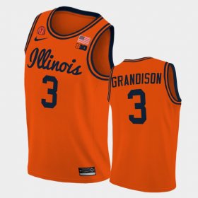 #3 Jacob Grandison 2021 Big Ten Tournament Champions Illinois Coach Lou Patch Men's Orange Jersey 522263-659