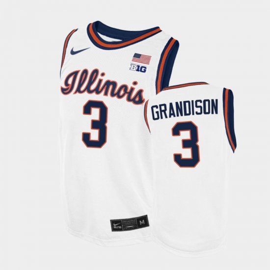 #3 Jacob Grandison Throwback Illinois College Basketball Men White Jersey 633199-139