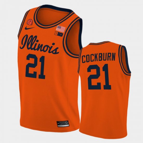 #21 Kofi Cockburn 2021 Big Ten Tournament Champions Illinois Fighting Illini Coach Lou Patch Men\'s Orange Jersey 241067-617