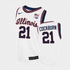 #21 Kofi Cockburn Throwback Illinois College Basketball Mens White Jersey 967778-845