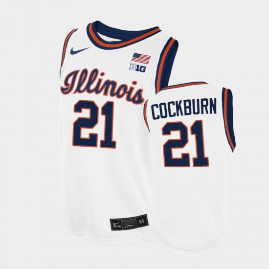 #21 Kofi Cockburn Throwback Illinois College Basketball Mens White Jersey 967778-845