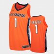 #1 Trent Frazier Replica University of Illinois College Basketball Men Orange Jersey 587562-294