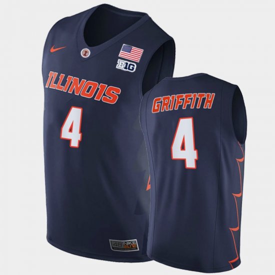 #4 Zach Griffith 2021 Big Ten Tournament Champions University of Illinois Replica Men\'s Navy Jersey 223022-272