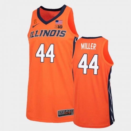 #44 Adam Miller College Basketball Illinois Basketball 2021 Replica Men Orange Jersey 904202-866