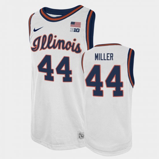 #44 Adam Miller College Basketball Illinois Fighting Illini Basketball 2021 Swingman Player Men\'s White Jersey 827275-584