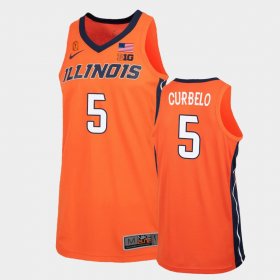 #5 Andre Curbelo College Basketball Fighting Illini Basketball 2021 Replica Men's Orange Jersey 595373-380