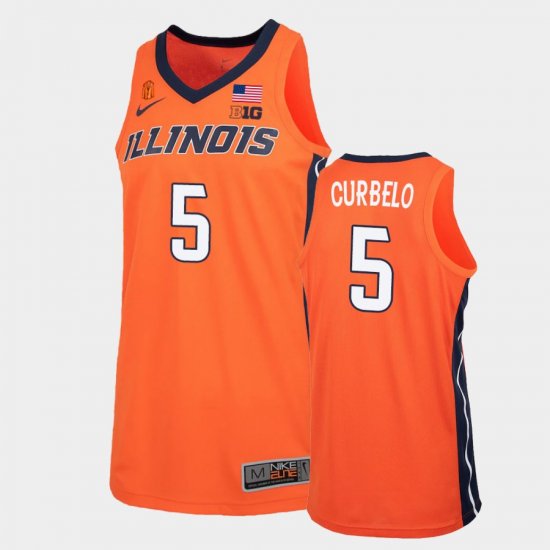 #5 Andre Curbelo College Basketball Fighting Illini Basketball 2021 Replica Men\'s Orange Jersey 595373-380