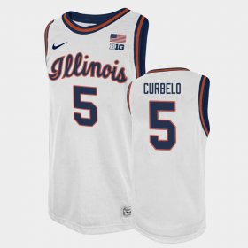 #5 Andre Curbelo College Basketball Illinois Basketball 2021 Swingman Player Men White Jersey 846954-216