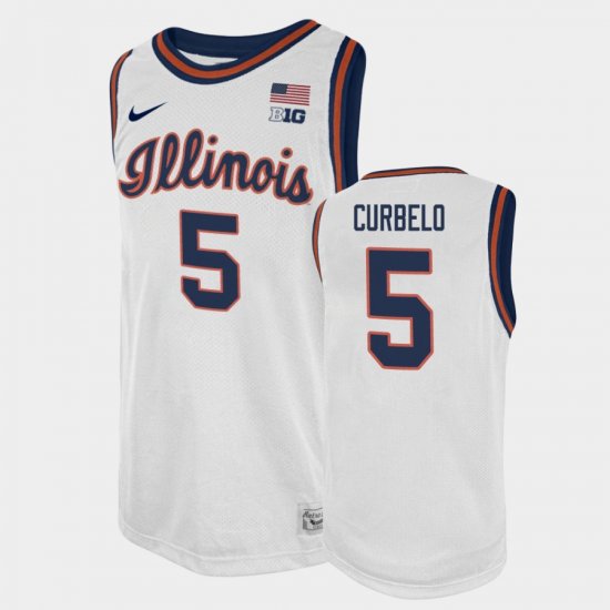 #5 Andre Curbelo College Basketball Illinois Basketball 2021 Swingman Player Men White Jersey 846954-216