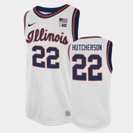 #22 Austin Hutcherson College Basketball Fighting Illini Basketball 2021 Swingman Player Mens White Jersey 271228-201