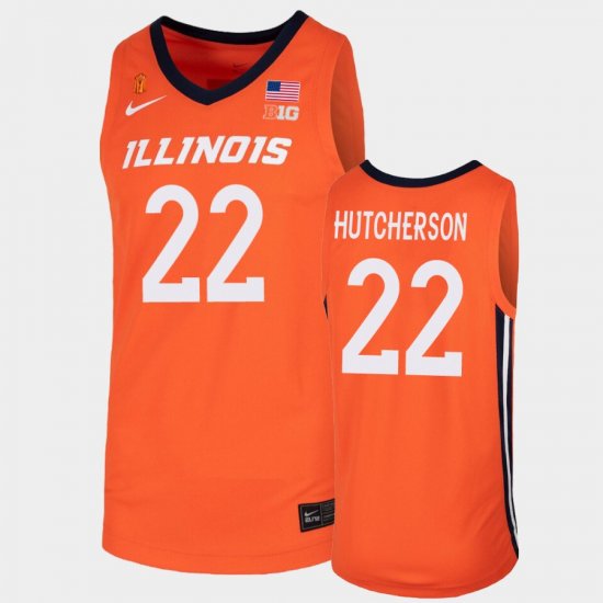 #22 Austin Hutcherson College Basketball Fighting Illini Men\'s Orange Jersey 872012-945