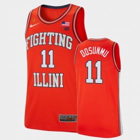 #11 Ayo Dosunmu College Basketball Illinois Fighting Illini Retro Mens Orange Jersey 597584-138