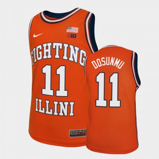 #11 Ayo Dosunmu Throwback Illinois Basketball Men Orange Jersey 958999-975