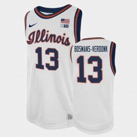 #13 Benjamin Bosmans-Verdonk College Basketball University of Illinois Basketball 2021 Swingman Player Mens White Jersey 178966-591