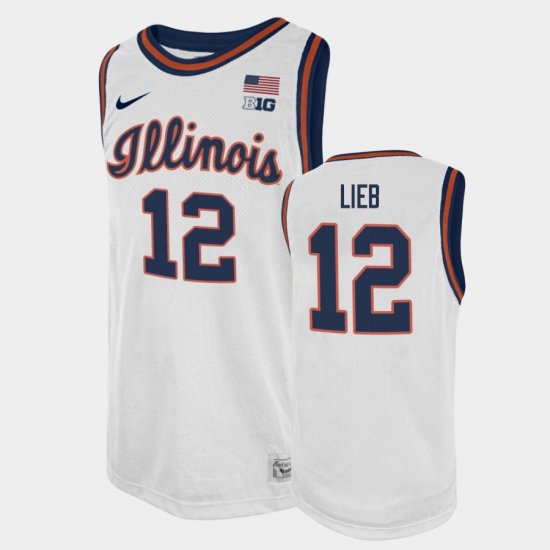 #12 Brandon Lieb College Basketball Illinois Basketball 2021 Swingman Player Mens White Jersey 556951-918