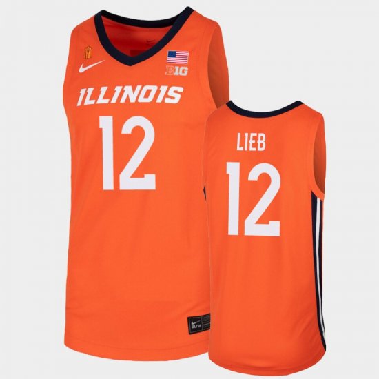 #12 Brandon Lieb College Basketball Illinois Men\'s Orange Jersey 583203-975