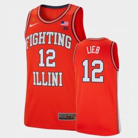 #12 Brandon Lieb College Basketball Illinois Retro Mens Orange Jersey 391545-601