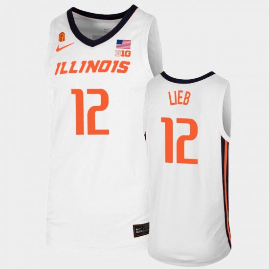 #12 Brandon Lieb Replica Illinois Fighting Illini College Basketball Men White Jersey 782387-318