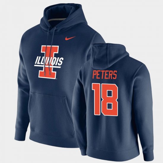 #18 Brandon Peters Vintage School Logo Fighting Illini Pullover Men\'s Navy Hoodie 215109-111