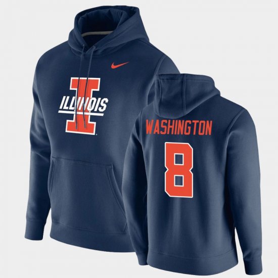 #8 Casey Washington Vintage School Logo Fighting Illini Pullover Mens Navy Hoodie 800619-243