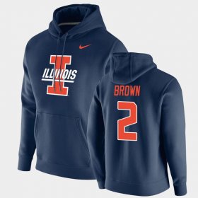 #2 Chase Brown Vintage School Logo Illinois Fighting Illini Pullover Mens Navy Hoodie 937045-530