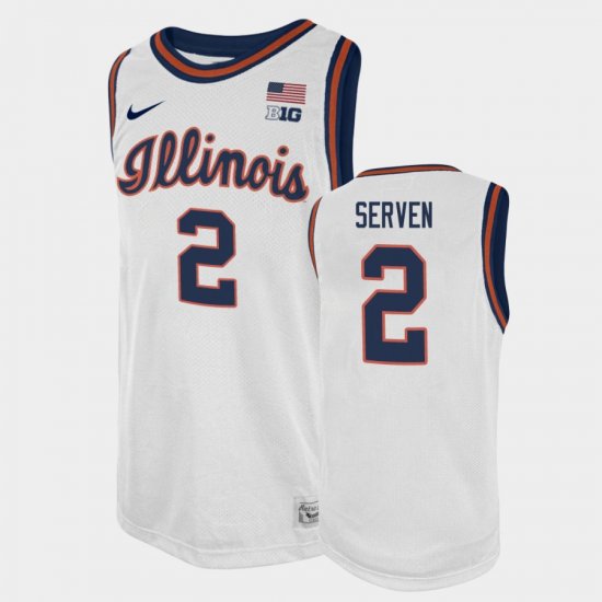 #2 Connor Serven College Basketball Illinois Basketball 2021 Swingman Player Mens White Jersey 589144-802