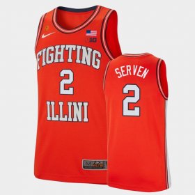 #2 Connor Serven College Basketball Illinois Fighting Illini Retro Men's Orange Jersey 649396-689