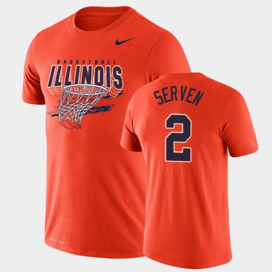 #2 Connor Serven Legend University of Illinois Basketball Mens Orange T-Shirt 904078-380