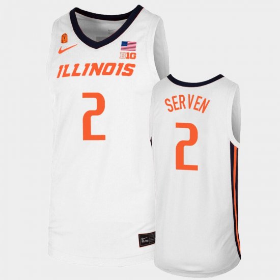 #2 Connor Serven Replica Illinois College Basketball Men White Jersey 663825-815