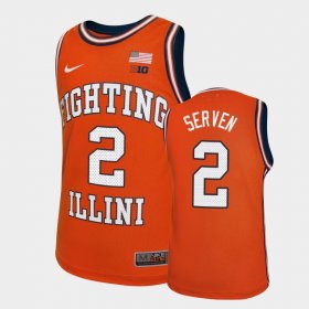 #2 Connor Serven Throwback University of Illinois Basketball Mens Orange Jersey 616710-626