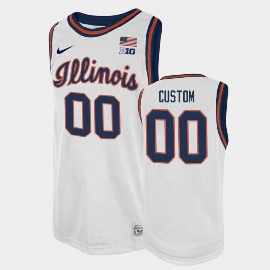 #00 Custom College Basketball Illinois Fighting Illini Basketball 2021 Swingman Player Mens White Jersey 993430-459