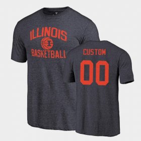 #00 Custom College Basketball Illinois Fighting Illini Tri-Blend Mens Navy T-Shirt 710144-655