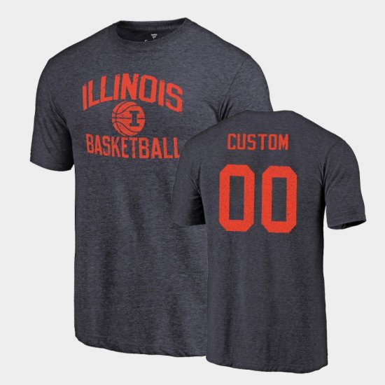 #00 Custom College Basketball Illinois Fighting Illini Tri-Blend Mens Navy T-Shirt 710144-655